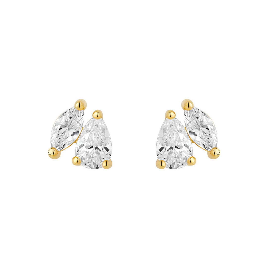 gold plated cz duo stud earrings