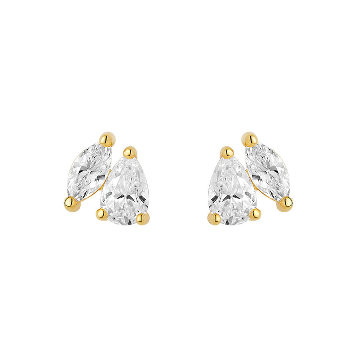 gold plated cz duo stud earrings