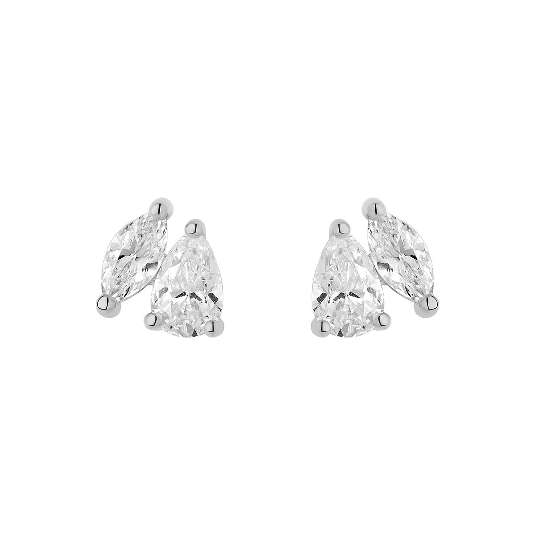 silver cz duo stud earrings