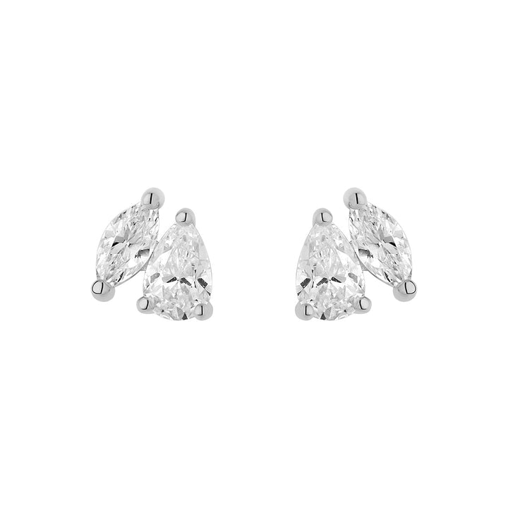 silver cz duo stud earrings