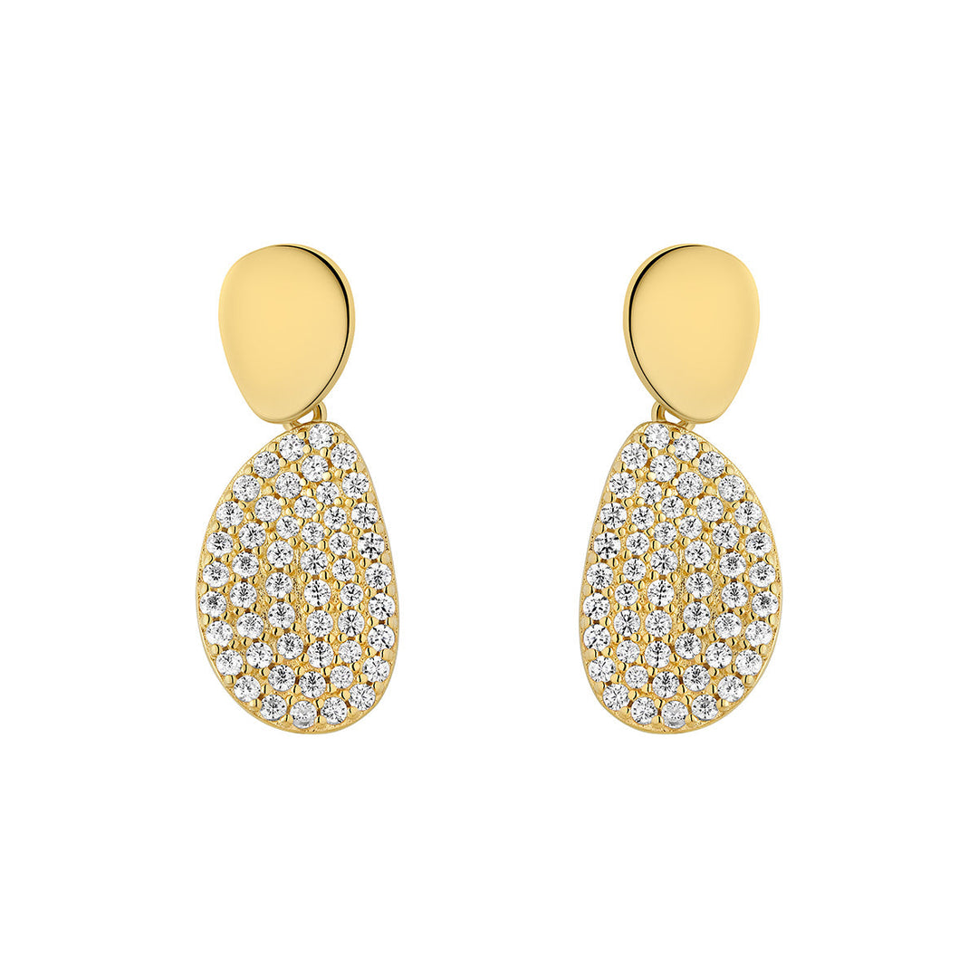 gold plated cz pebble drop earrings