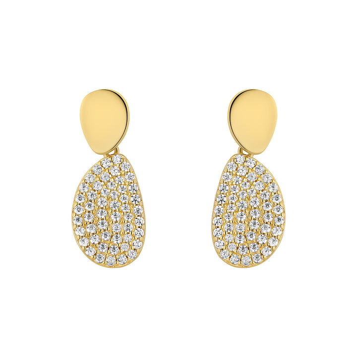 gold plated cz pebble drop earrings