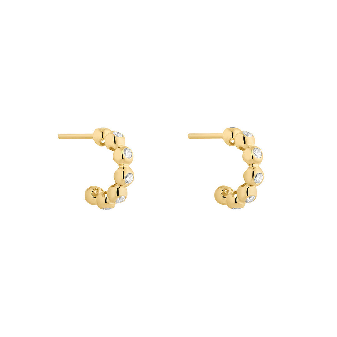 gold plated cz ball hoop earrings