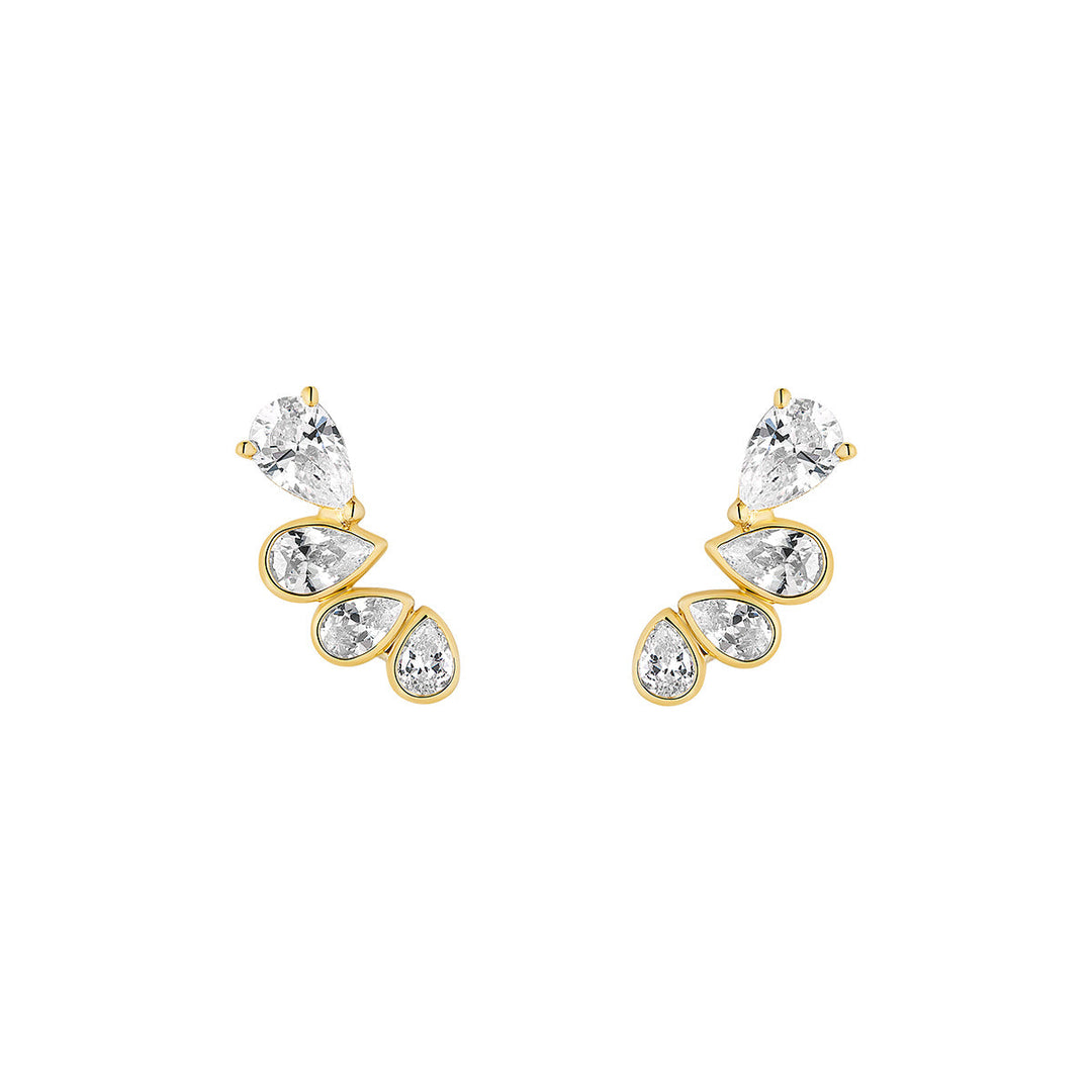 gold plated cz pear climber earrings