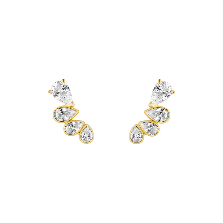 gold plated cz pear climber earrings