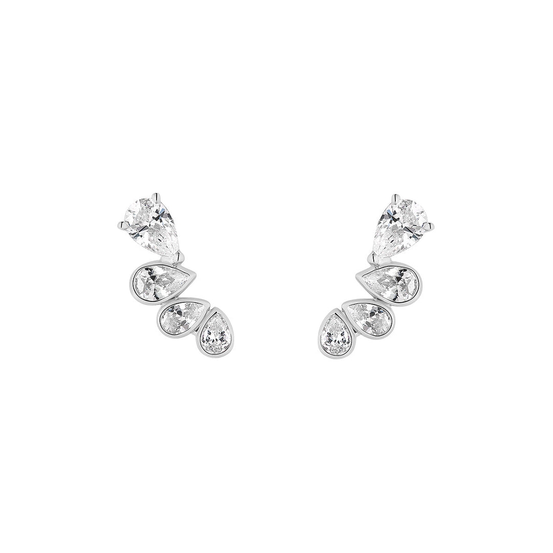 silver multi pear climber earrings