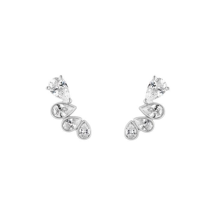 silver multi pear climber earrings