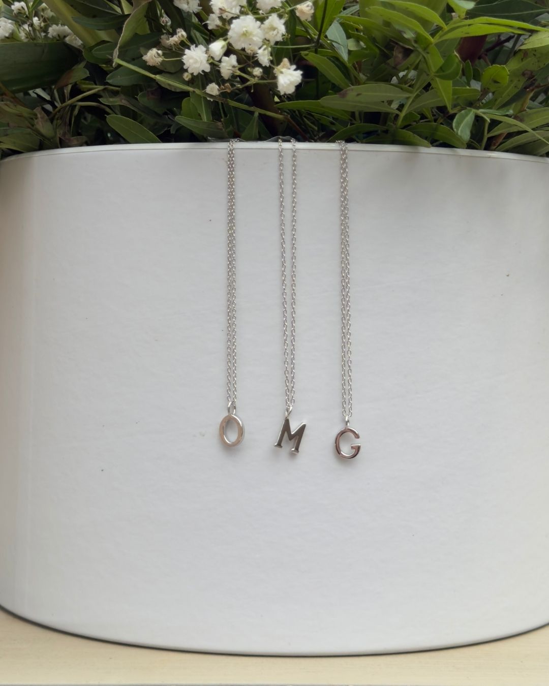 sterling silver OMG initial necklaces
