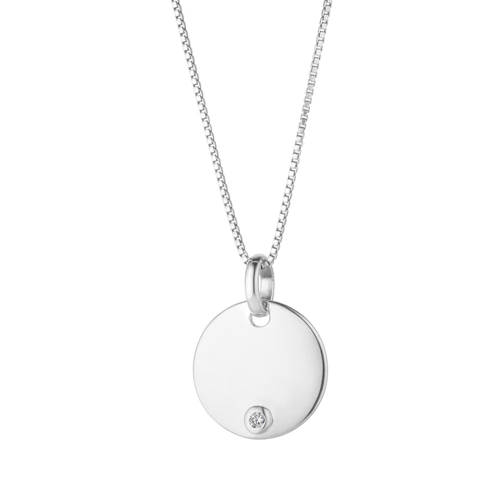 sterling silver april birthstone engravable disc necklace 