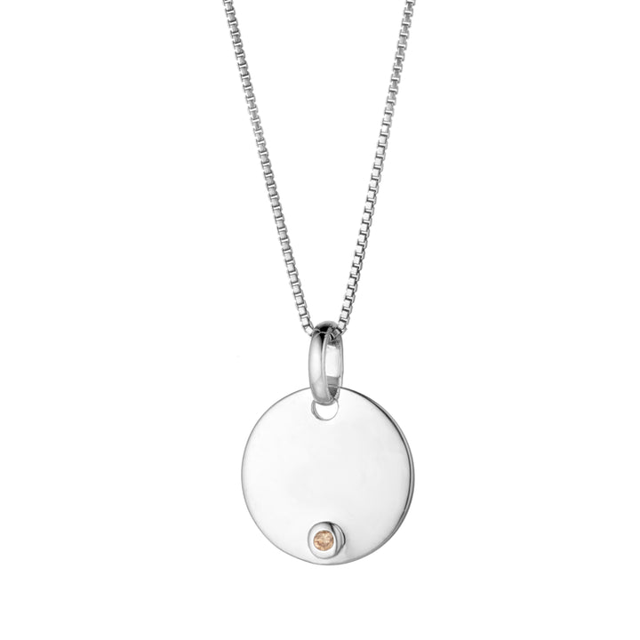 sterling silver november birthstone engravable disc necklace 