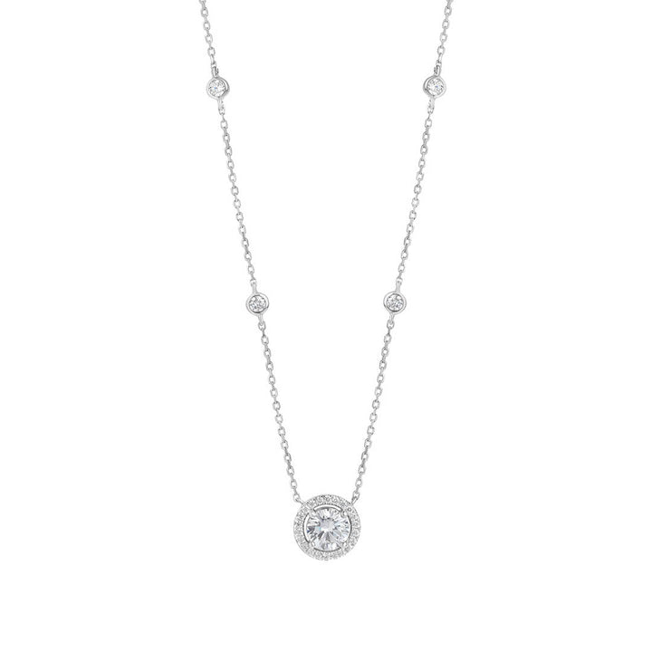 silver cz cluster necklace