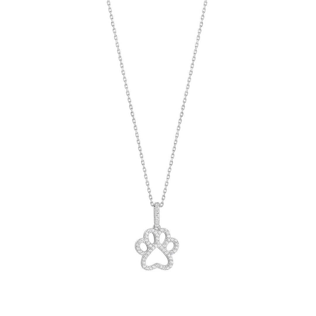 silver paw necklace