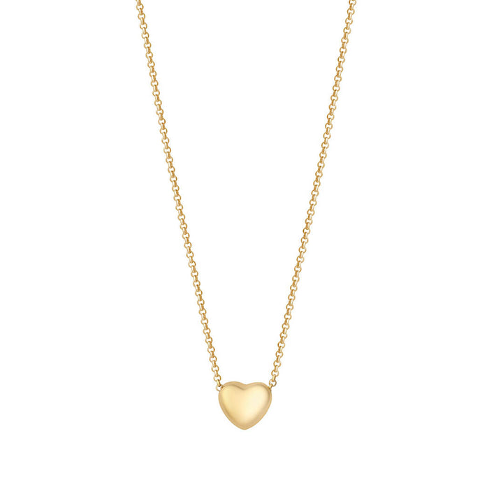 gold plated bubble heart necklace on white background