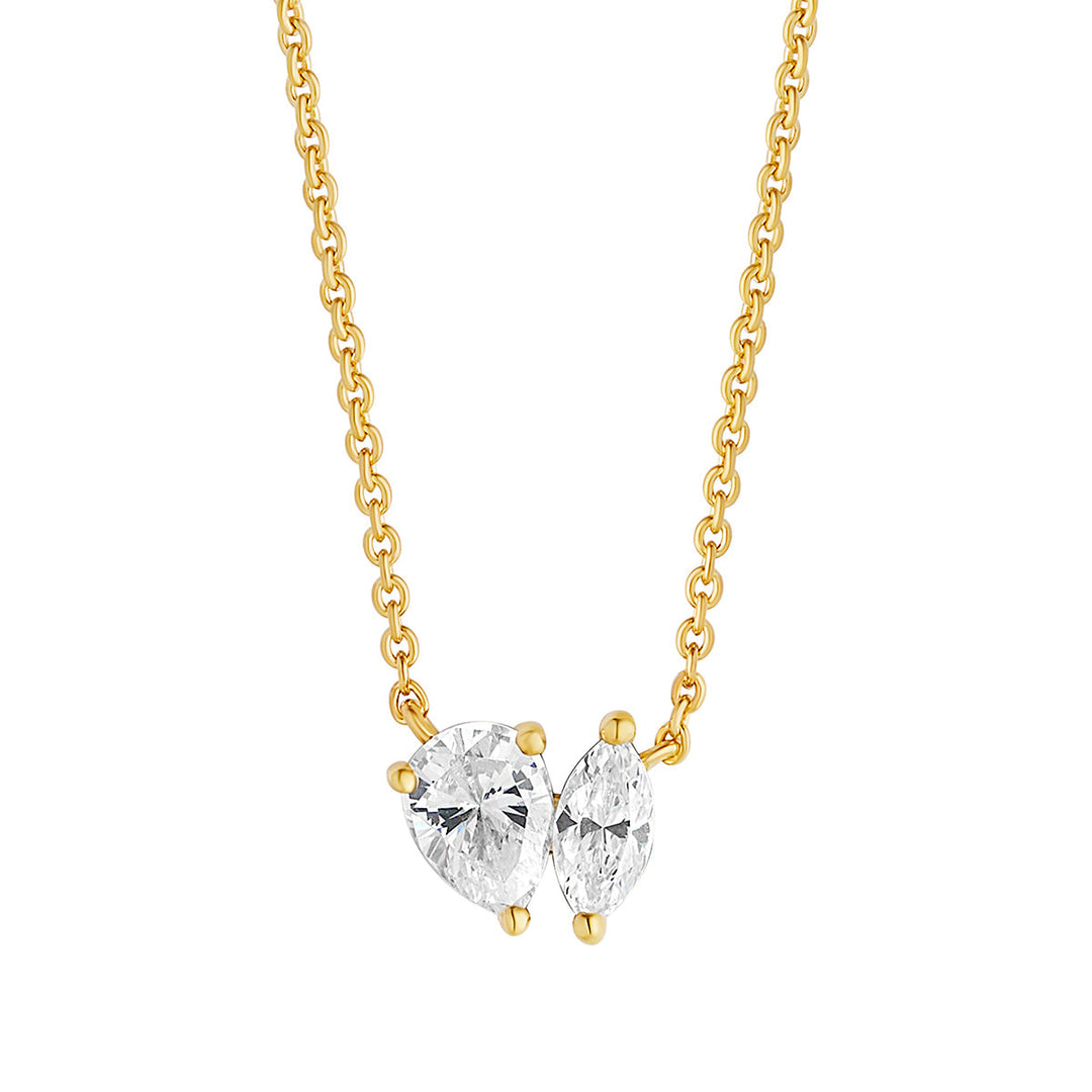 gold plated cz duo pendant