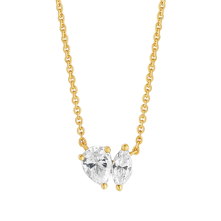 gold plated cz duo pendant