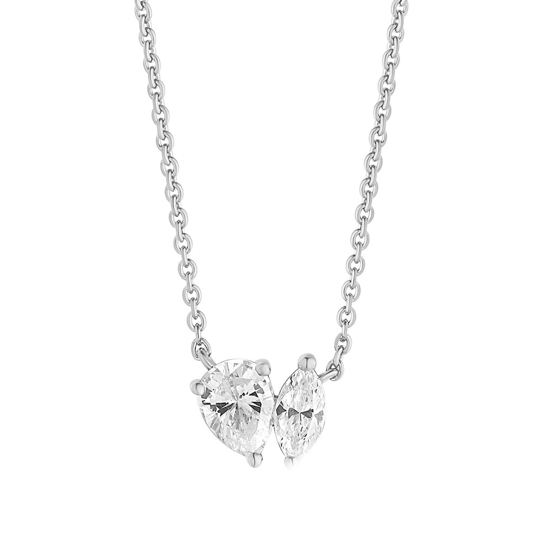 silver cz duo pendant