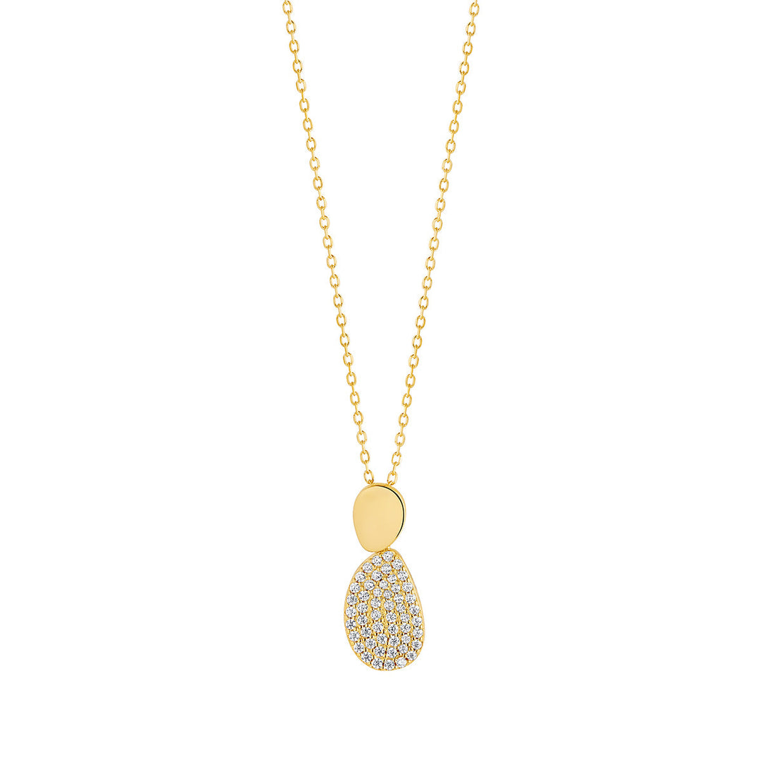 gold plated cz pebble drop pendant