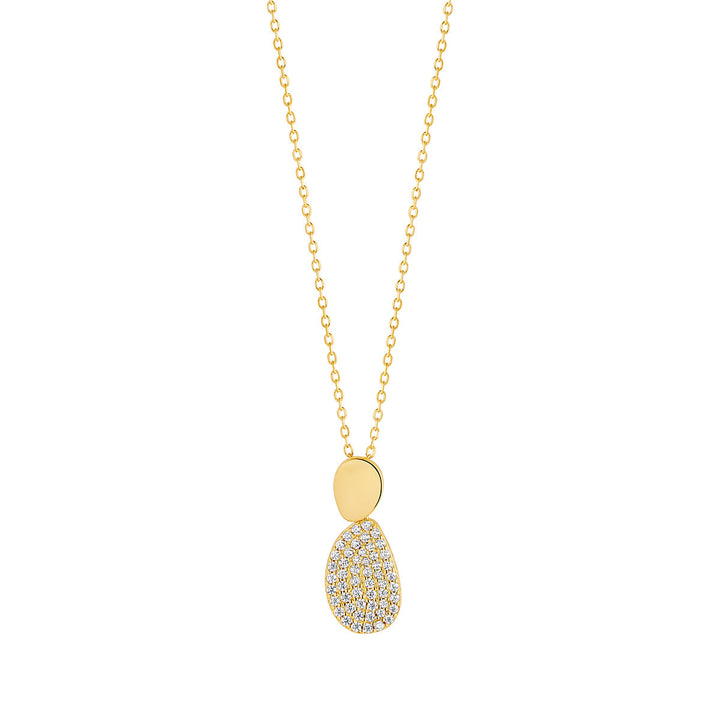 gold plated cz pebble drop pendant
