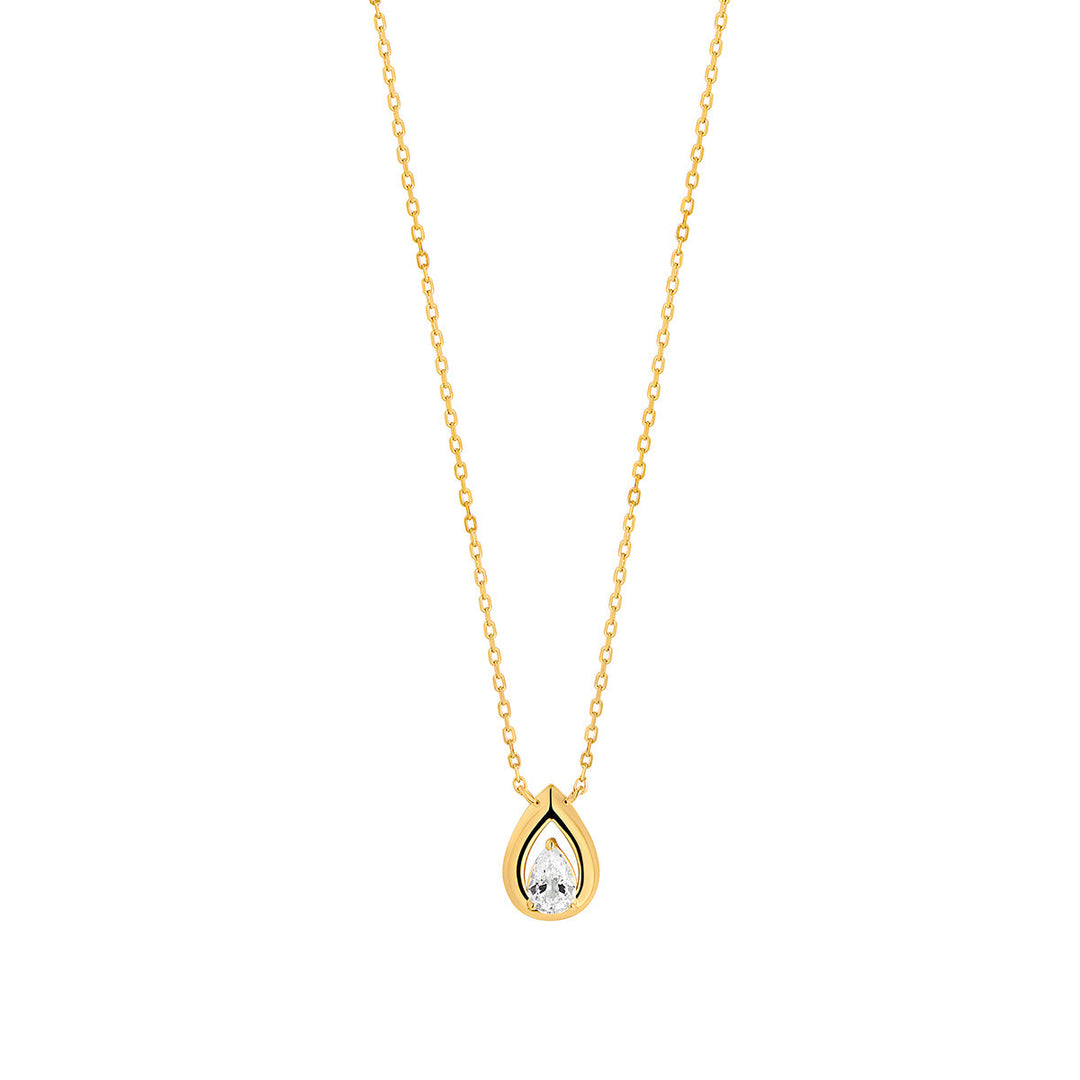 gold plated cz pear pendant