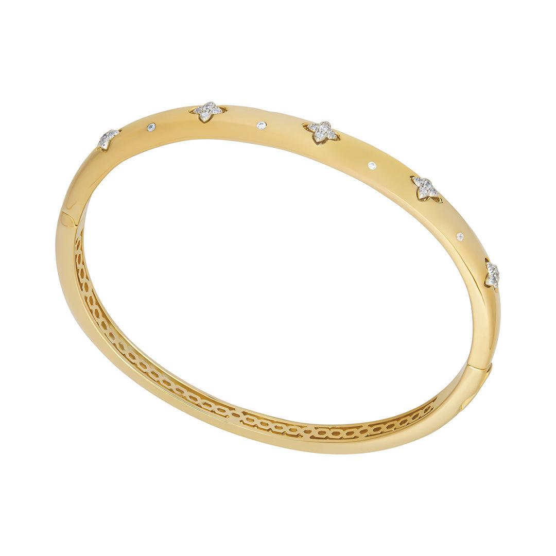 gold plated cz clover bangle