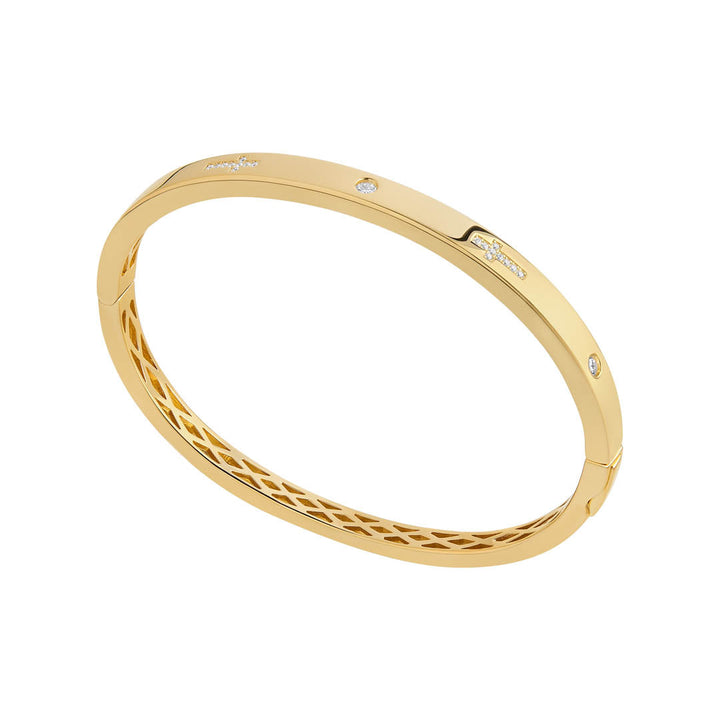 gold plated cross & round cz bangle