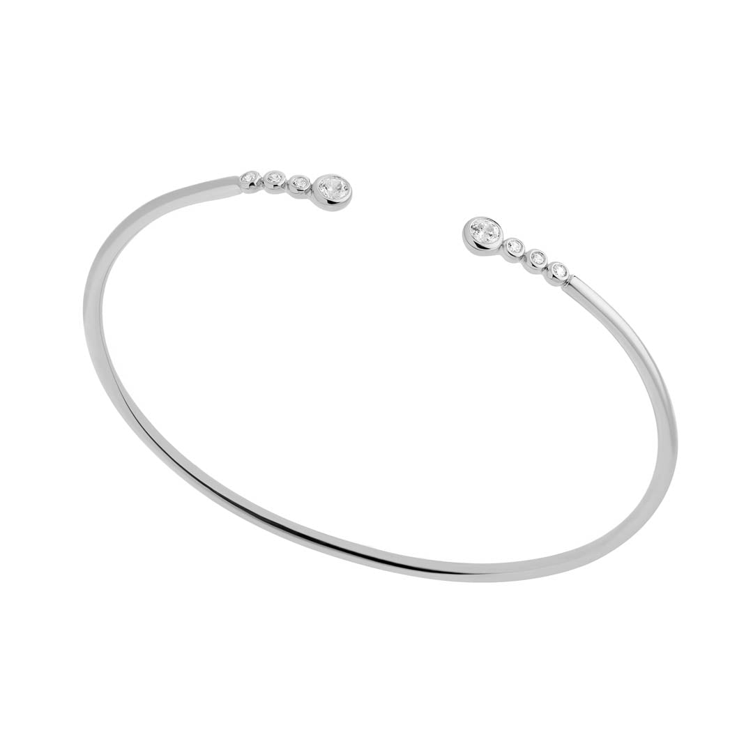 silver cz torque bangle