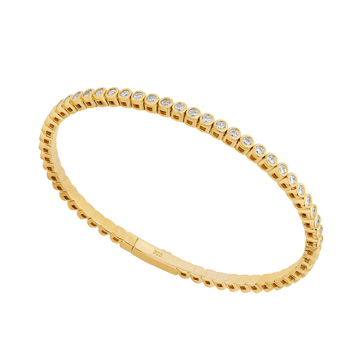 gold plated cz flexi tennis bangle