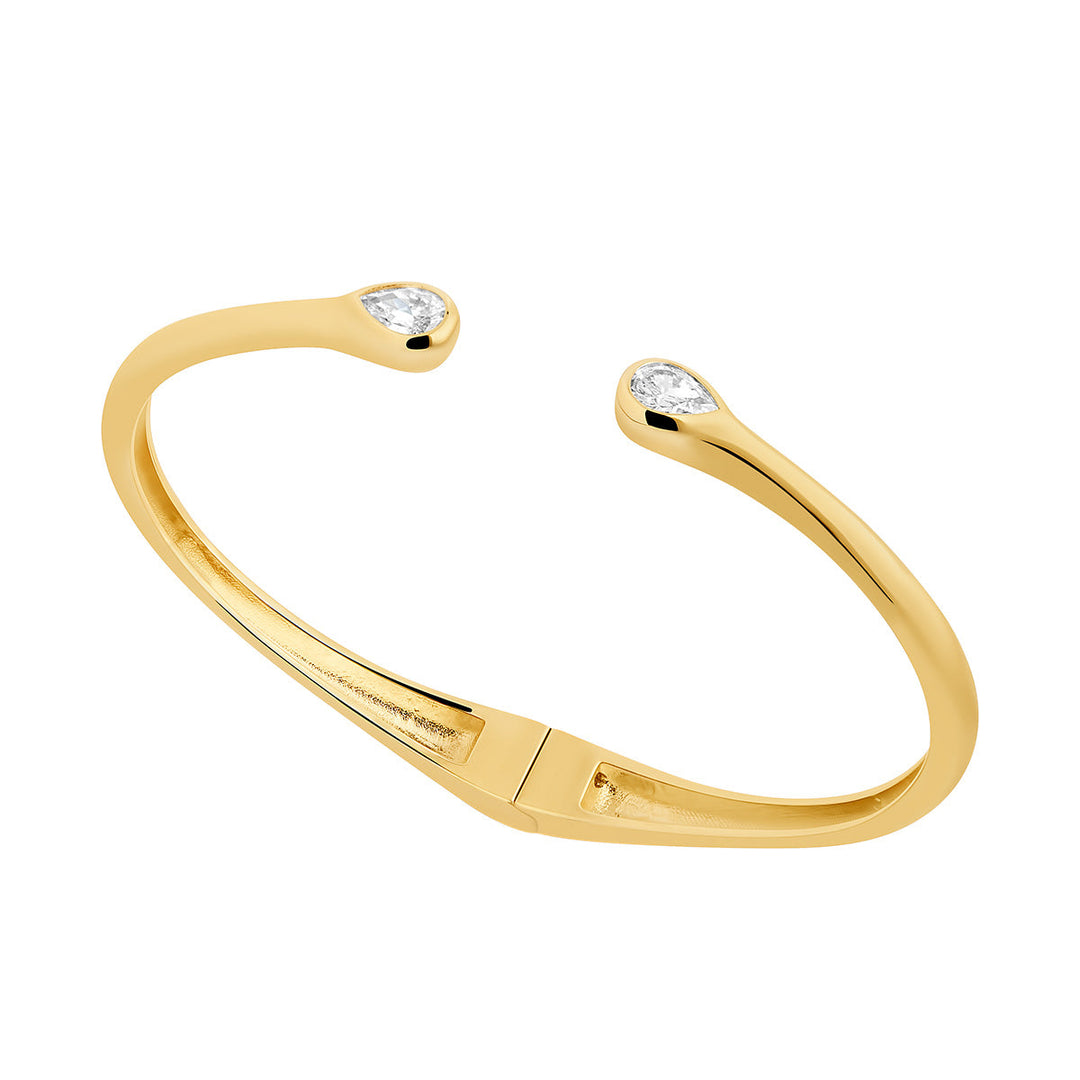 gold plated cz pear open bangle