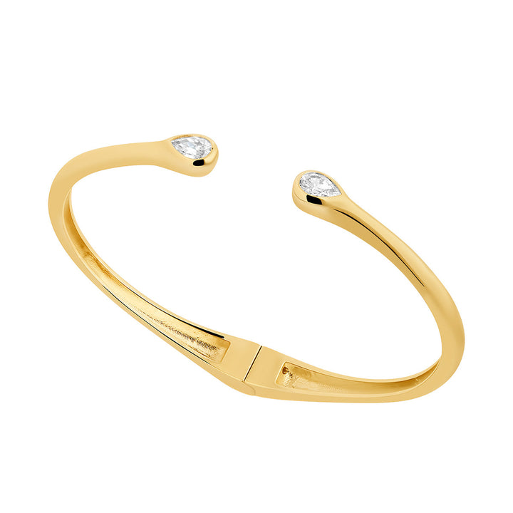 gold plated cz pear open bangle