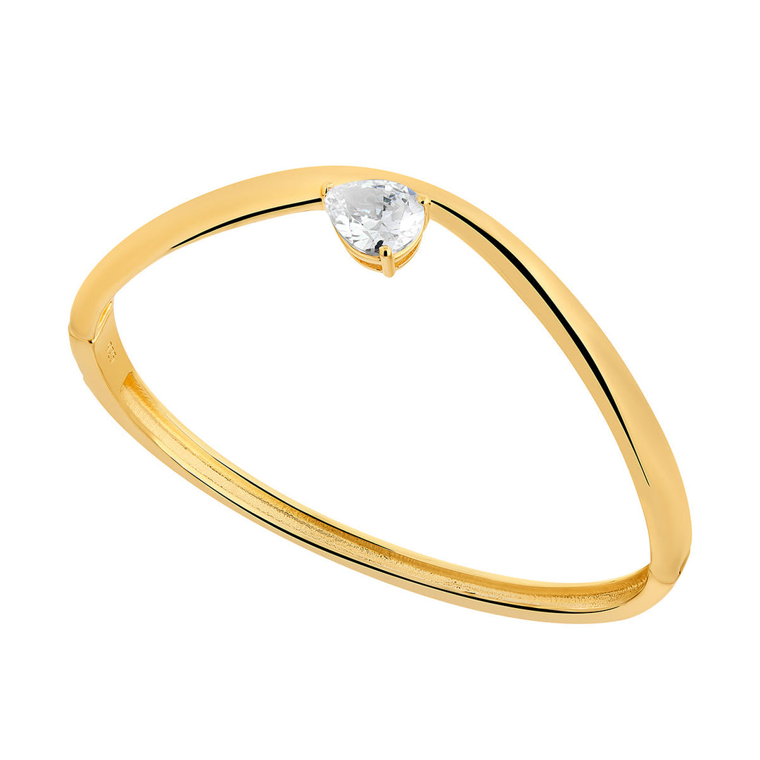gold plated cz pear wave bangle
