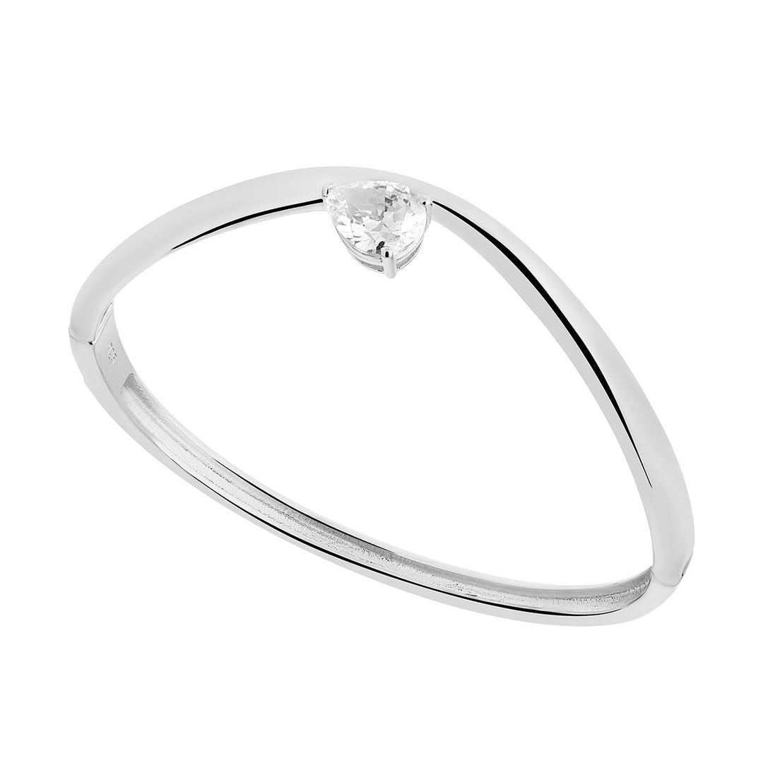 silver cz pear wave bangle