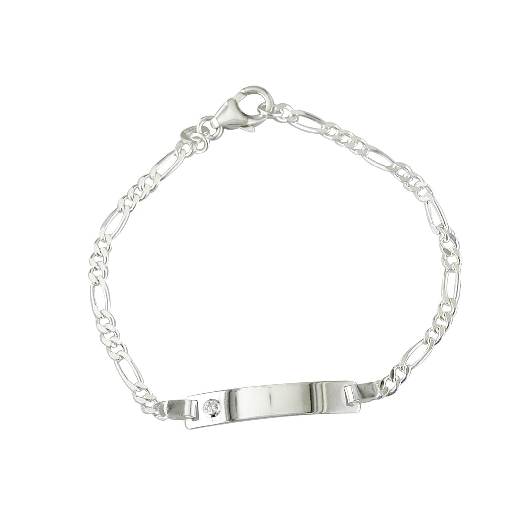 Silver CZ ID Bracelet
