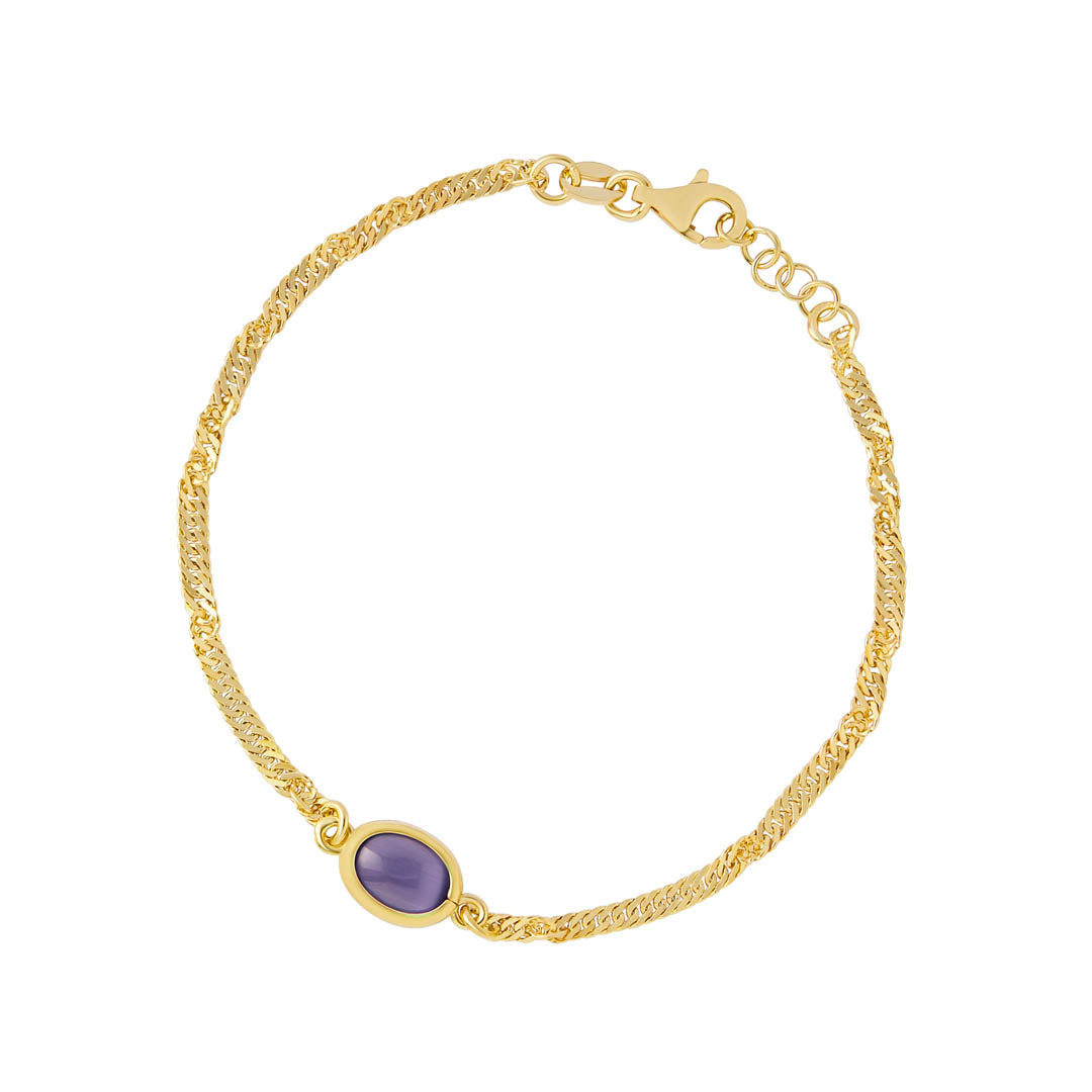 gold plated lavender oval bracelet