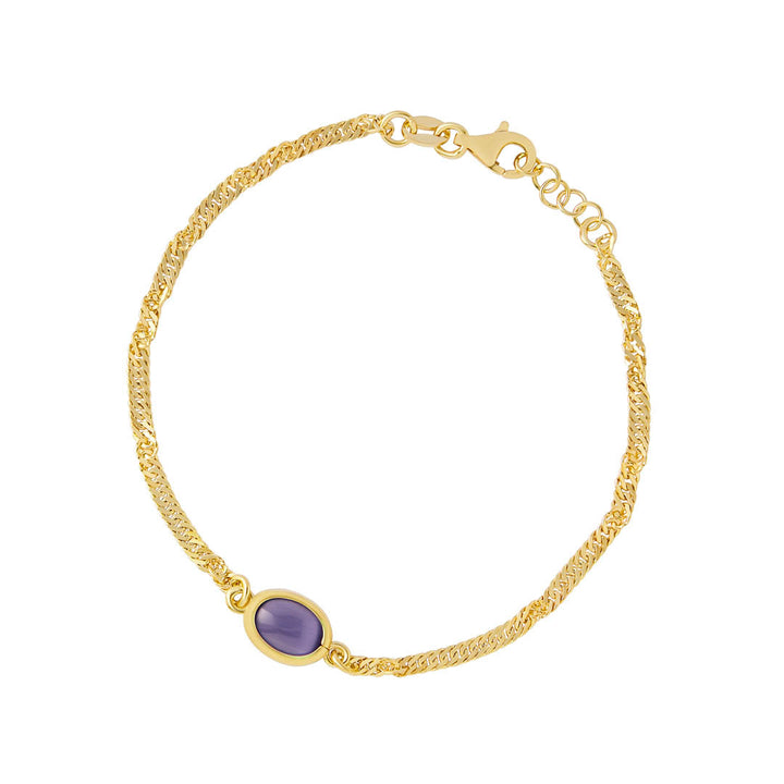 gold plated lavender oval bracelet