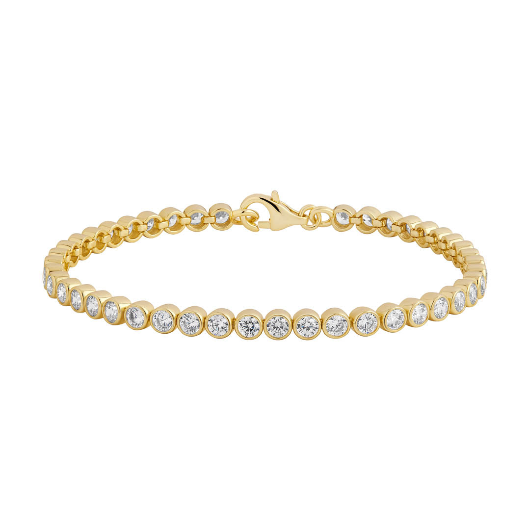gold plated rubover tennis bracelet 