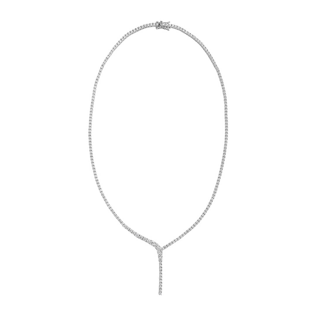 silver drop tennis necklace