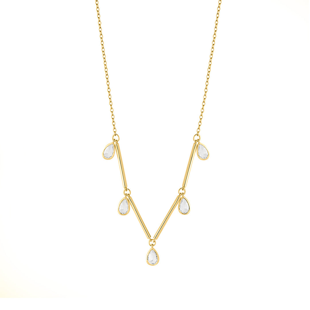 gold plated cz droplet necklace
