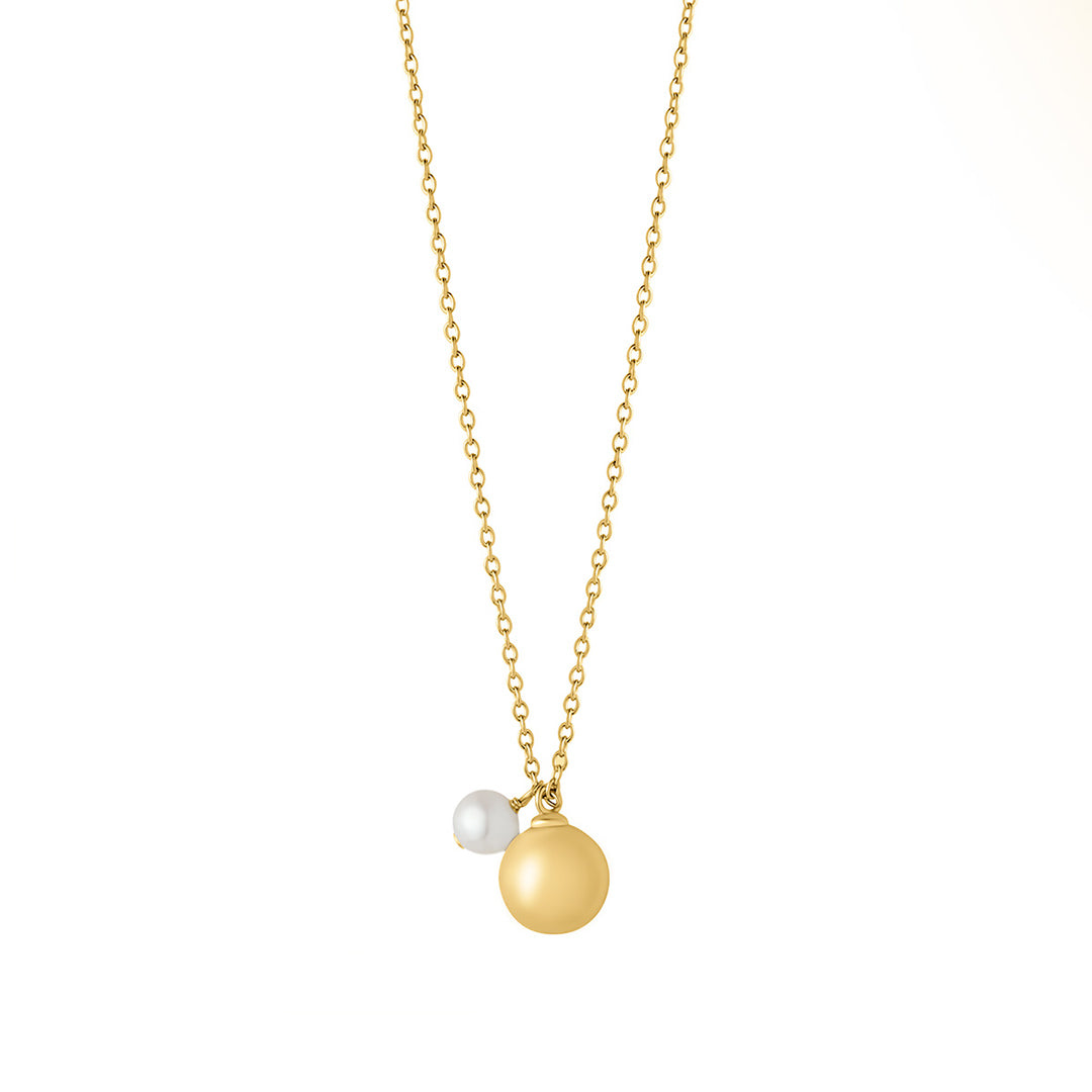 gold plated pearl charm necklace