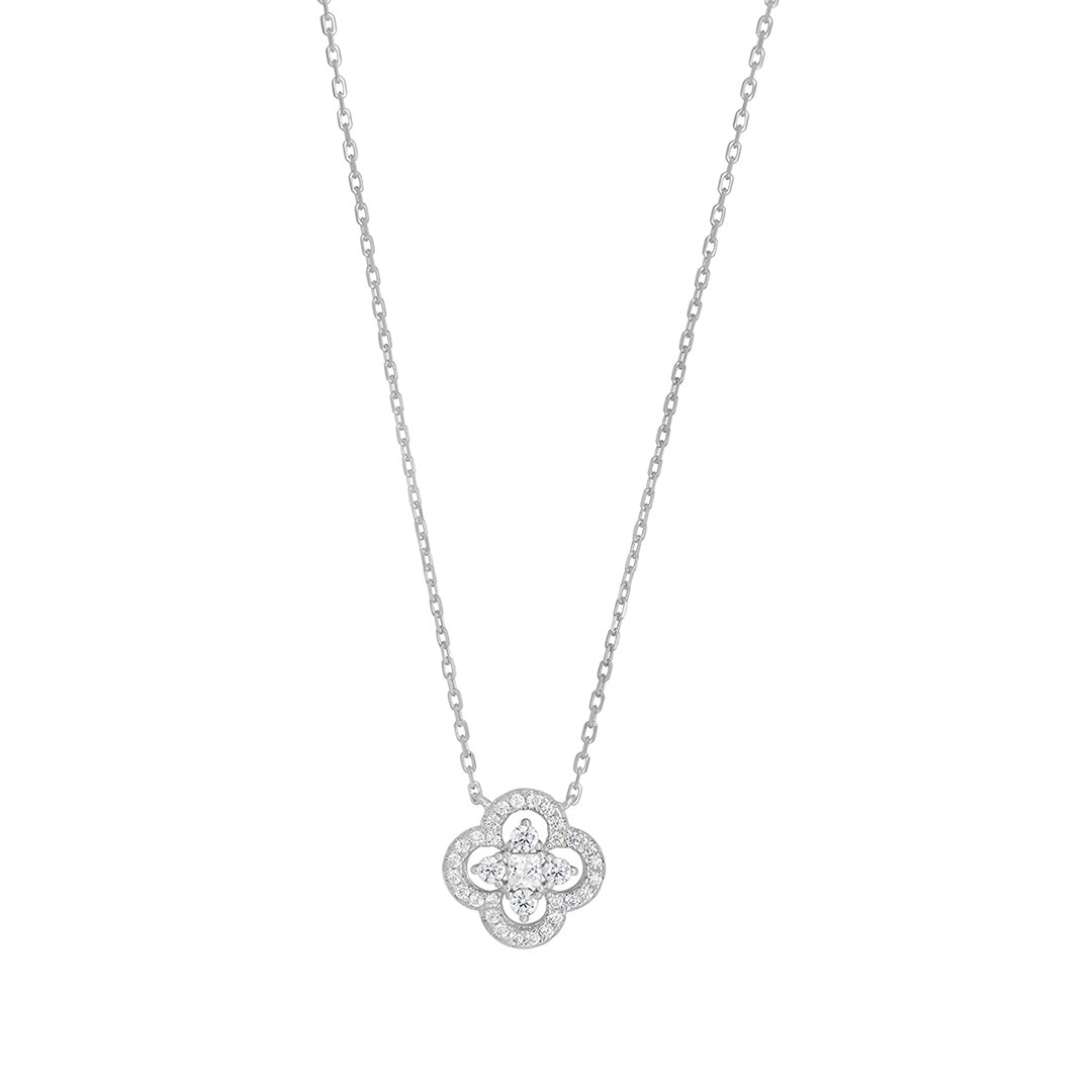 sterling silver cz clover pendant