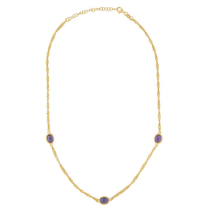 gold plated lavender oval necklace