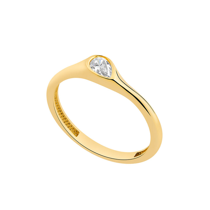 gold cz pear band ring