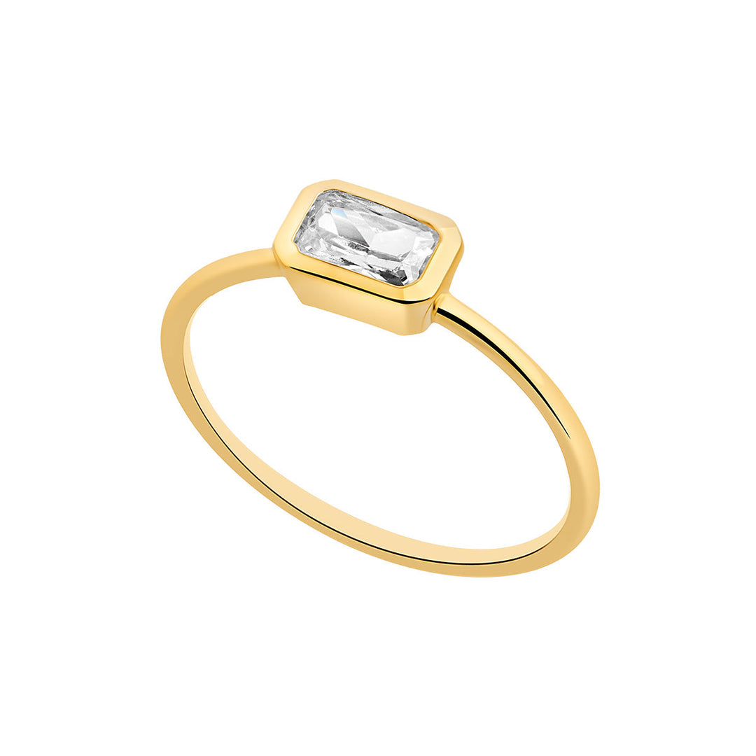 gold cz emerald cut ring