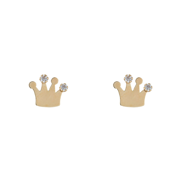 Gold Crown Stud Earrings