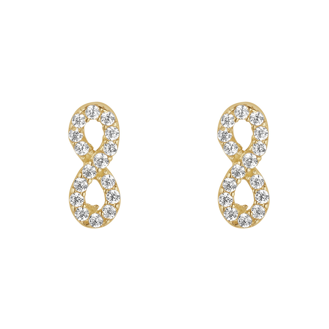 Gold CZ Infinity Stud Earrings