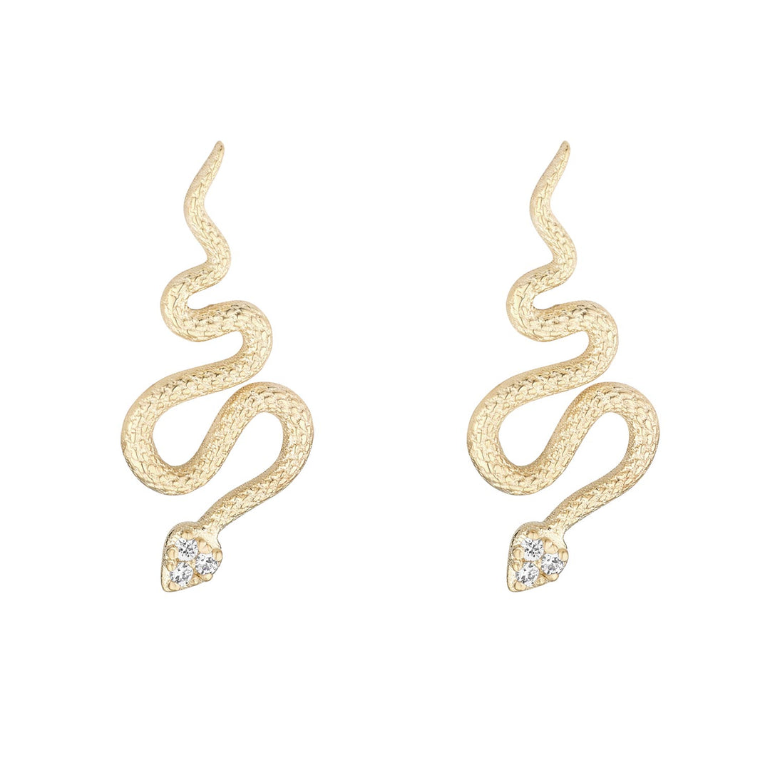 Gold Snake Climber Earrings