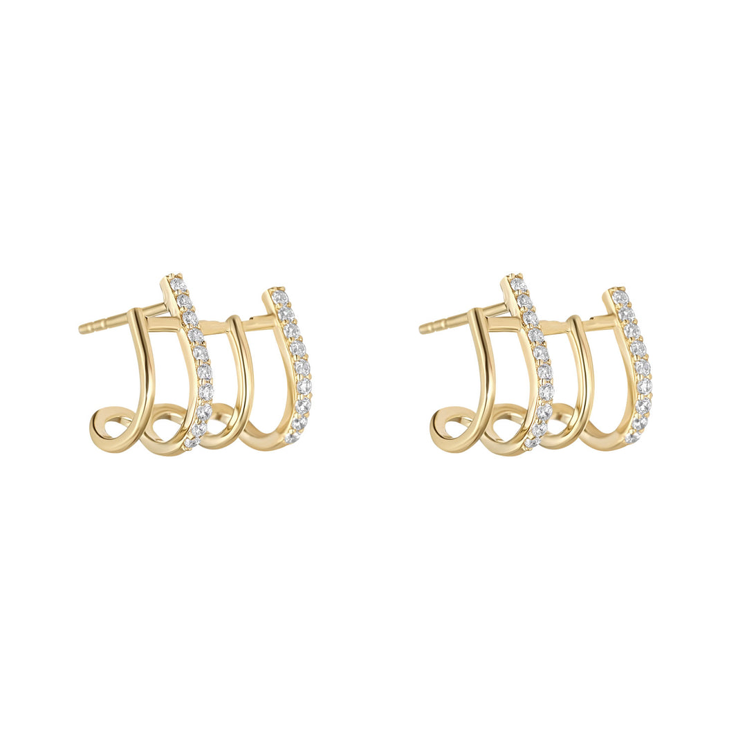 Gold Cubic Zirconia Multi Stack Earrings