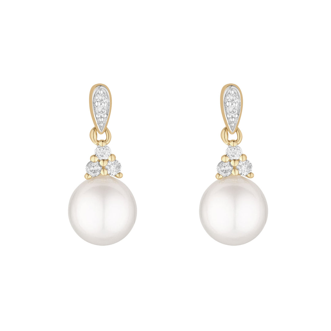Gold Diamond and Pearl Drop earring
