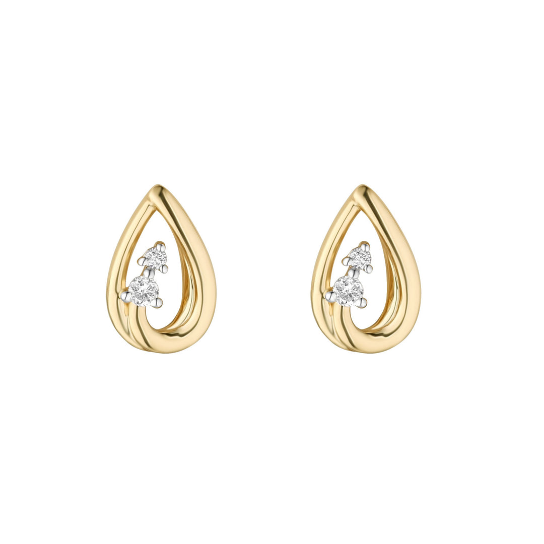 Gold Diamond Pointed Teardrop Stud Earrings
