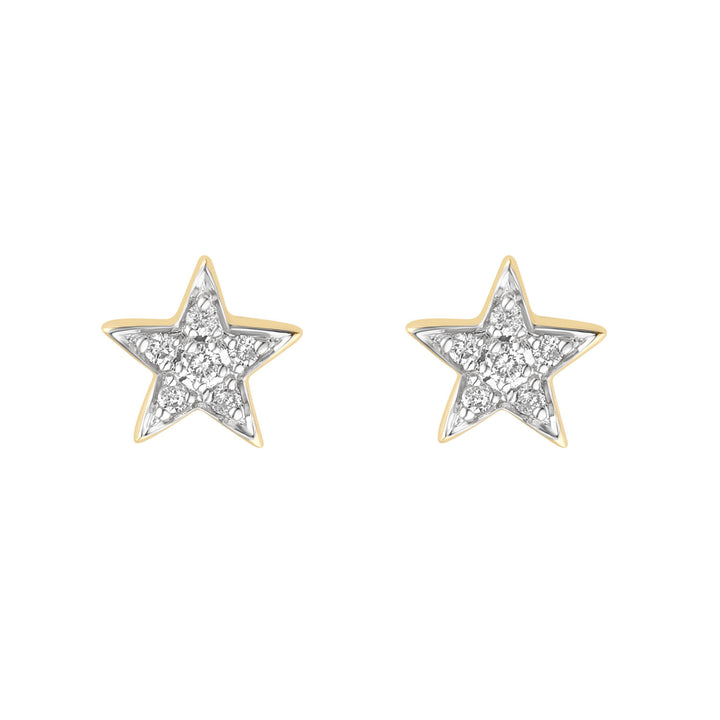 Gold Diamond Star Stud Earrings