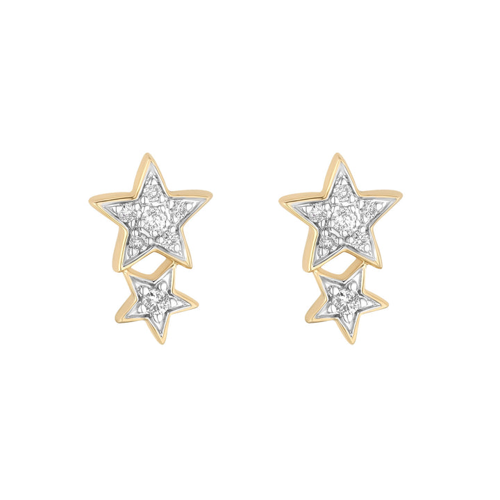 Gold Diamond Double Star Studs